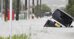 日本福冈受强降雨影响