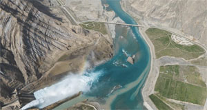 俯瞰阿尔塔什水利枢纽工程